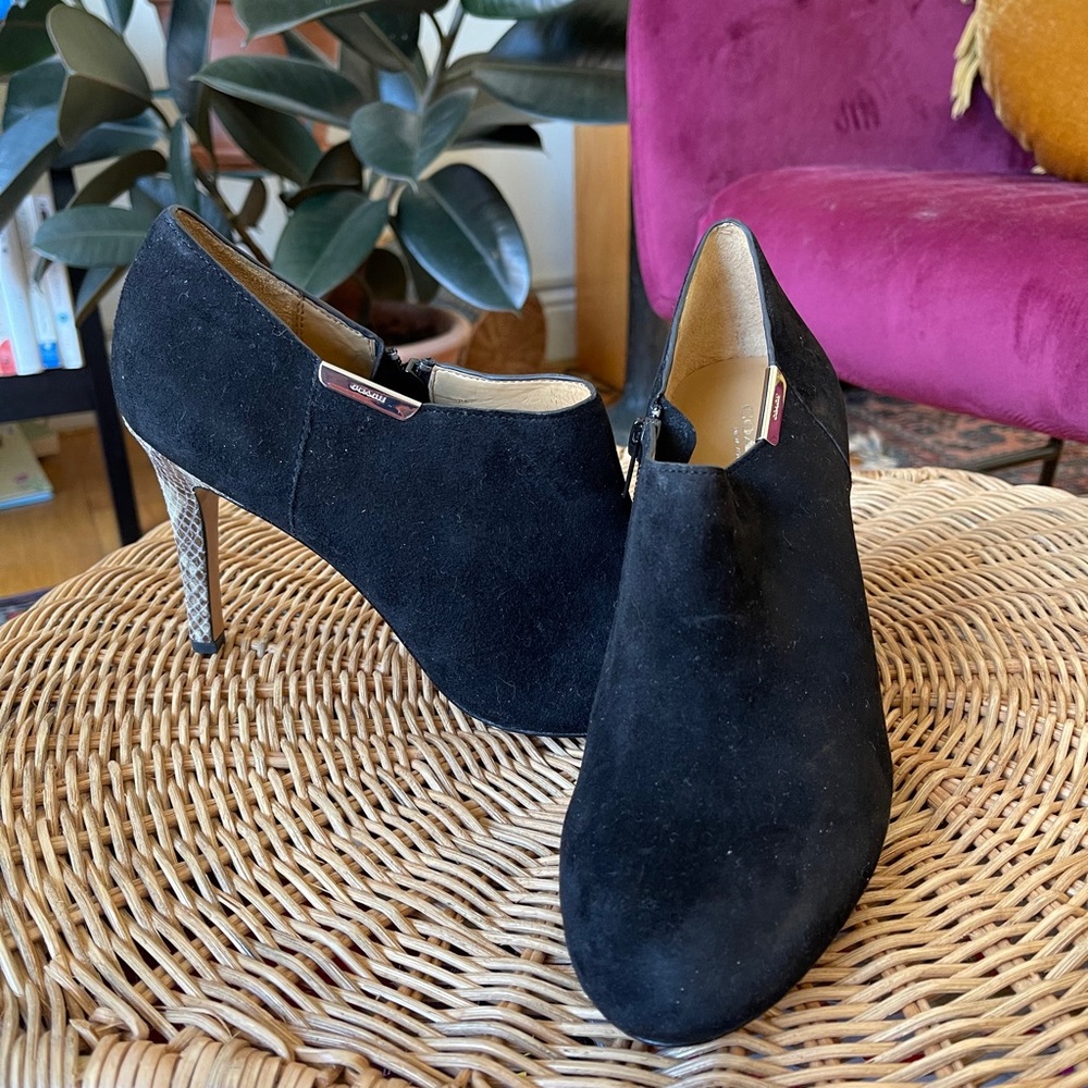 COACH Seneca Booties - black suede snakeskin boots